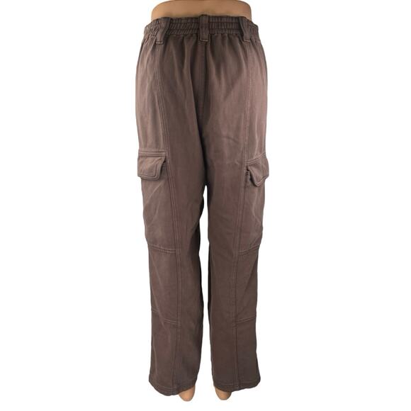 Pacsun Women's Brown Straight Wide Leg Elastic Waist Cargo Trousers Pants Size L - Picture 3 of 6